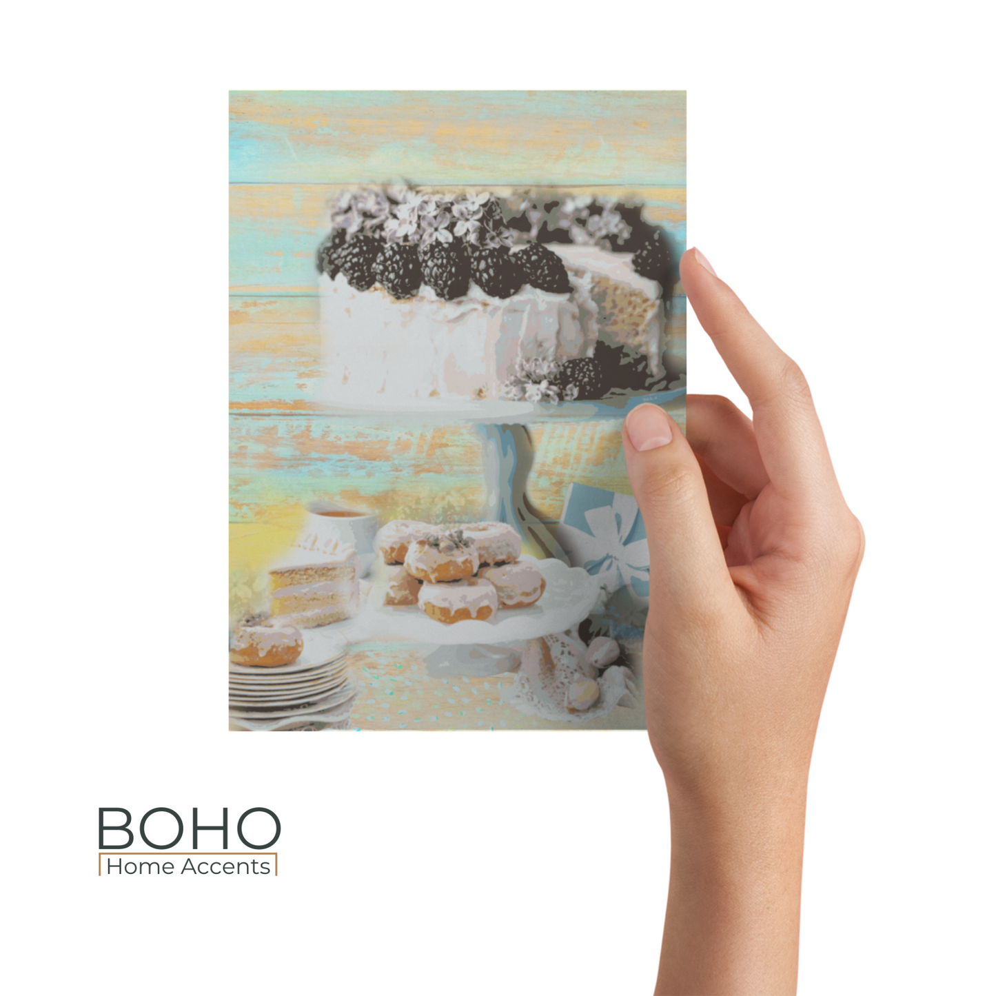 Art Card - Cake and Donuts to celebrate - Birthday Card, All occasions blank note card, 5x7, with envelope | Boho Home Accents