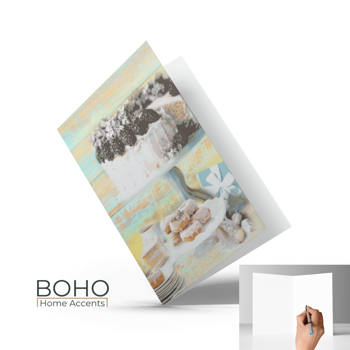 Art Card - Cake and Donuts to celebrate - Birthday Card, All occasions blank note card, 5x7, with envelope | Boho Home Accents