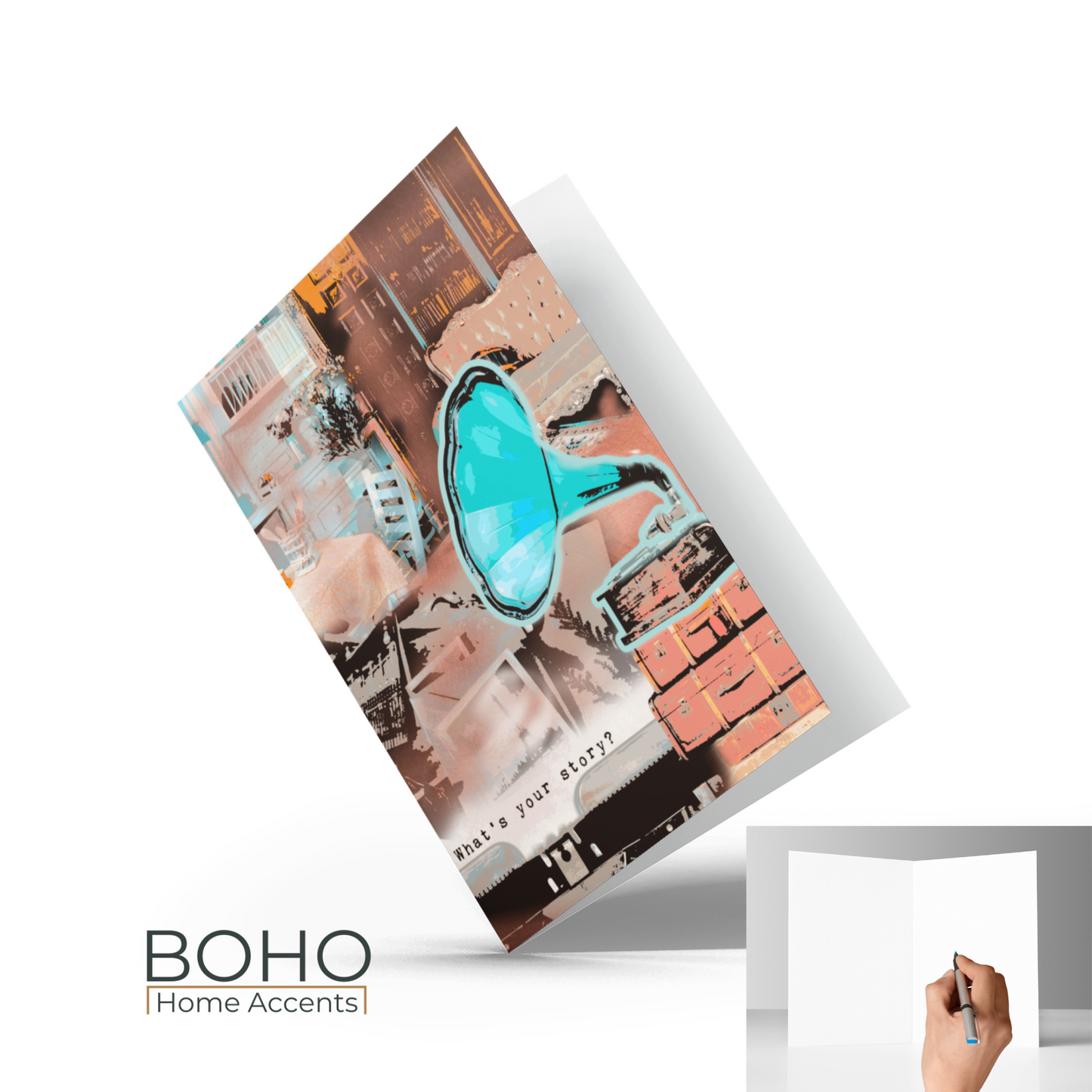 Art Card, What's your story? Everyday greeting card, All Occasions Card, Blank Inside, 5x7 with Envelope, Boho Birthday Card | Boho Home Accents