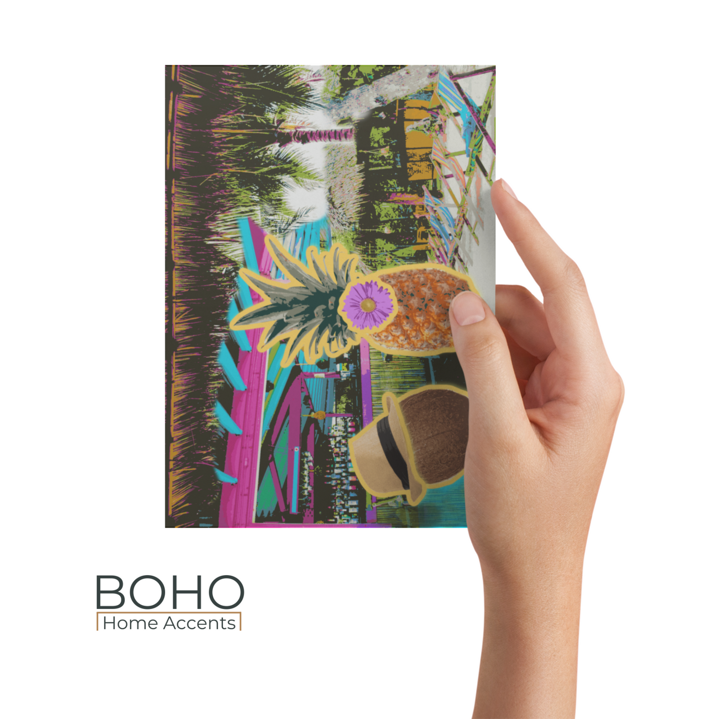 Art Card - Tropical Life Everyday Greeting Card - 7x5, All Occasions Blank Note Card with envelope | Boho Home Accents