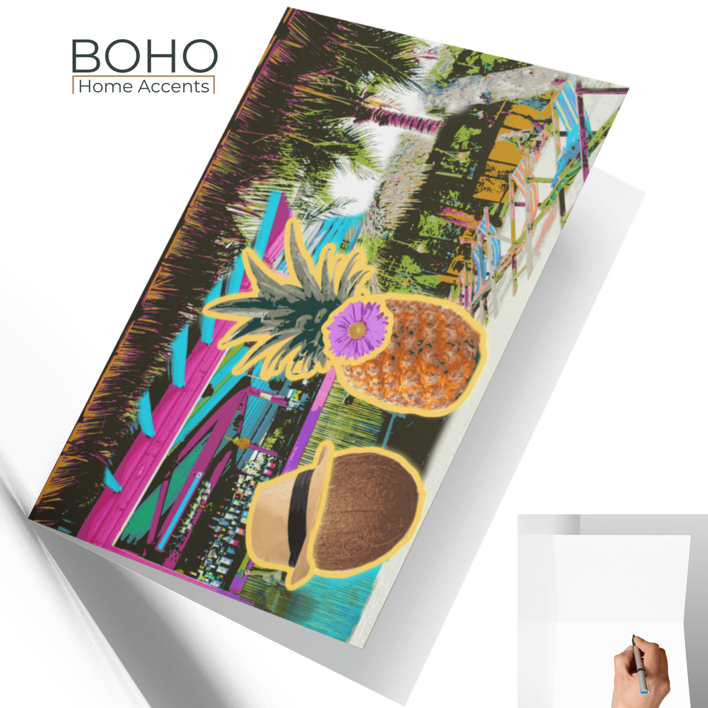 Art Card - Tropical Life Everyday Greeting Card - 7x5, All Occasions Blank Note Card with envelope | Boho Home Accents