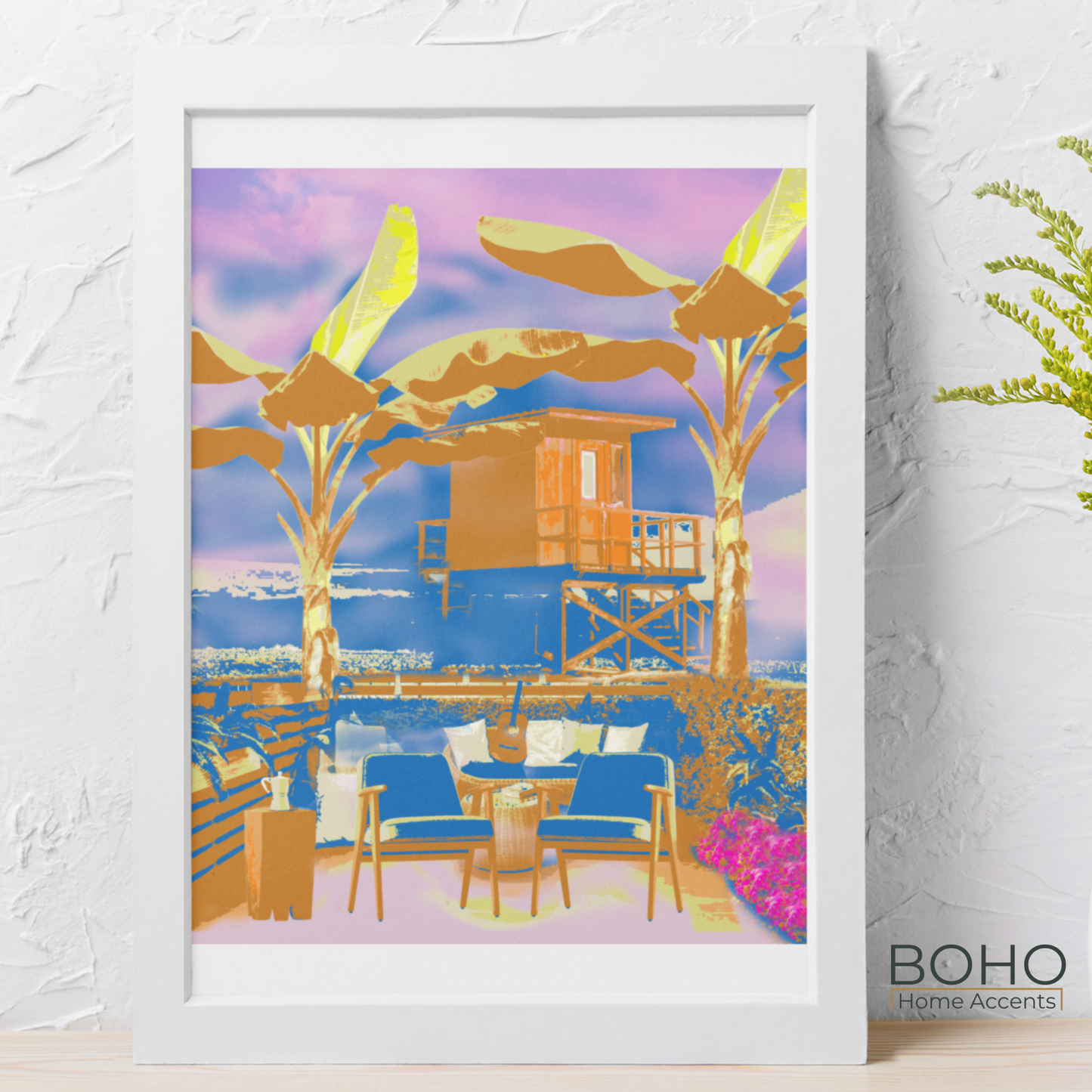 Wall Art, Tropical Casita Art Print - Wall Decoration, 10x8, Bohemian Art Poster, Artwork Home Décor | Boho Home Accents