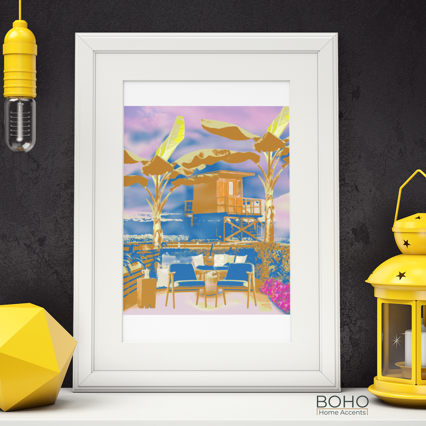 Wall Art, Tropical Casita Art Print - Wall Decoration, 10x8, Bohemian Art Poster, Artwork Home Décor | Boho Home Accents