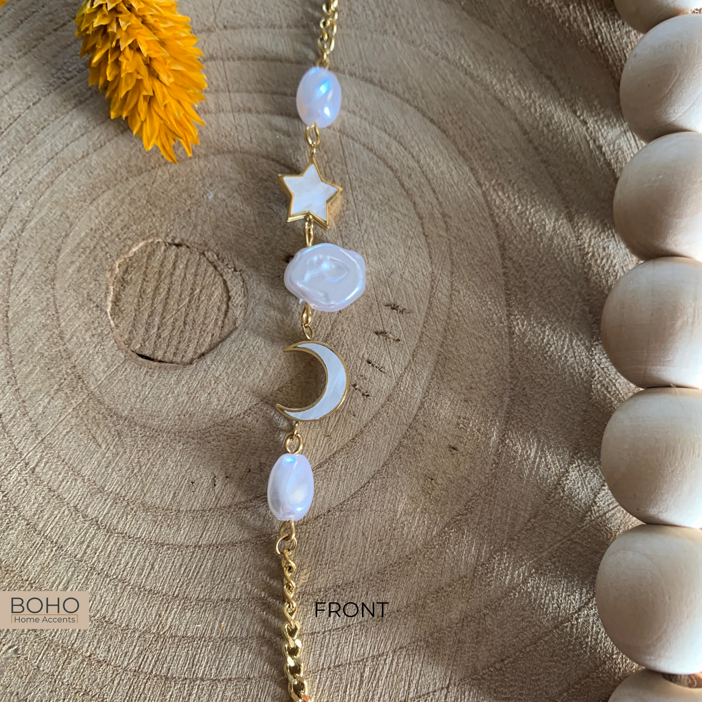Celestial Bracelet - Stainless steel Gold bracelet, Pulsera oro, Moon stars boho bracelet | Boho Home Accents