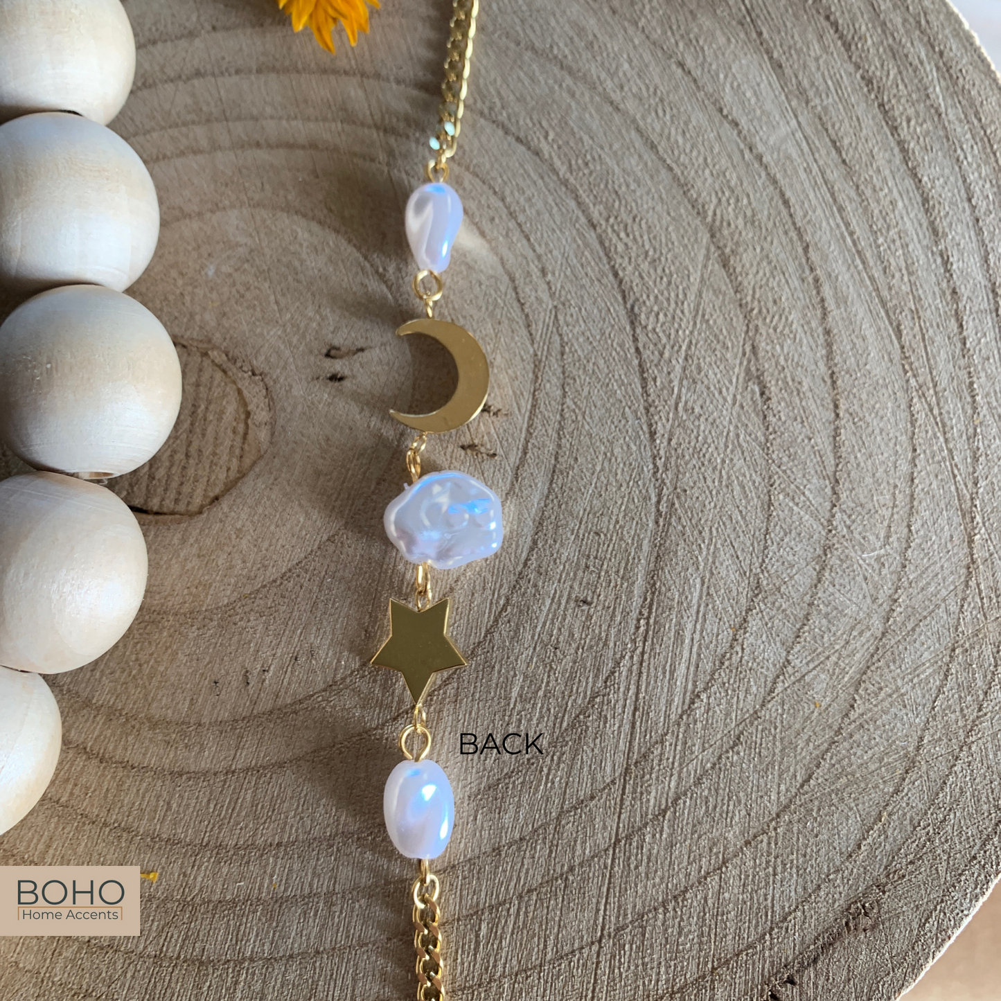 Celestial Bracelet - Stainless steel Gold bracelet, Pulsera oro, Moon stars boho bracelet | Boho Home Accents