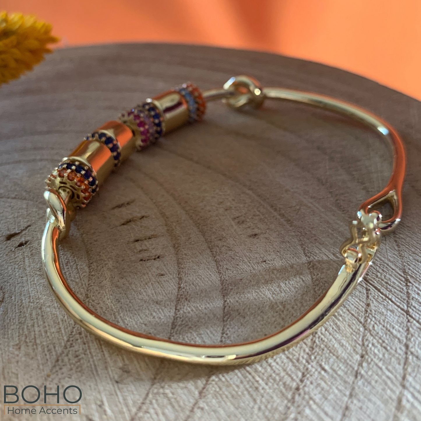Free-spirited Bracelet - gold stainless steel bracelet, Zircon, pulsera oro plateado, Size 6.5-7 inch | Boho Home Accents