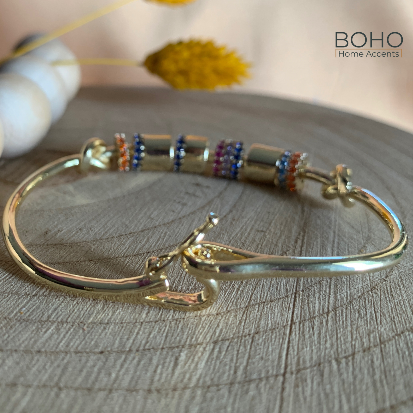 Free-spirited Bracelet - gold stainless steel bracelet, Zircon, pulsera oro plateado, Size 6.5-7 inch | Boho Home Accents
