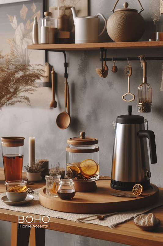 coffee bar tea bar boho home decor