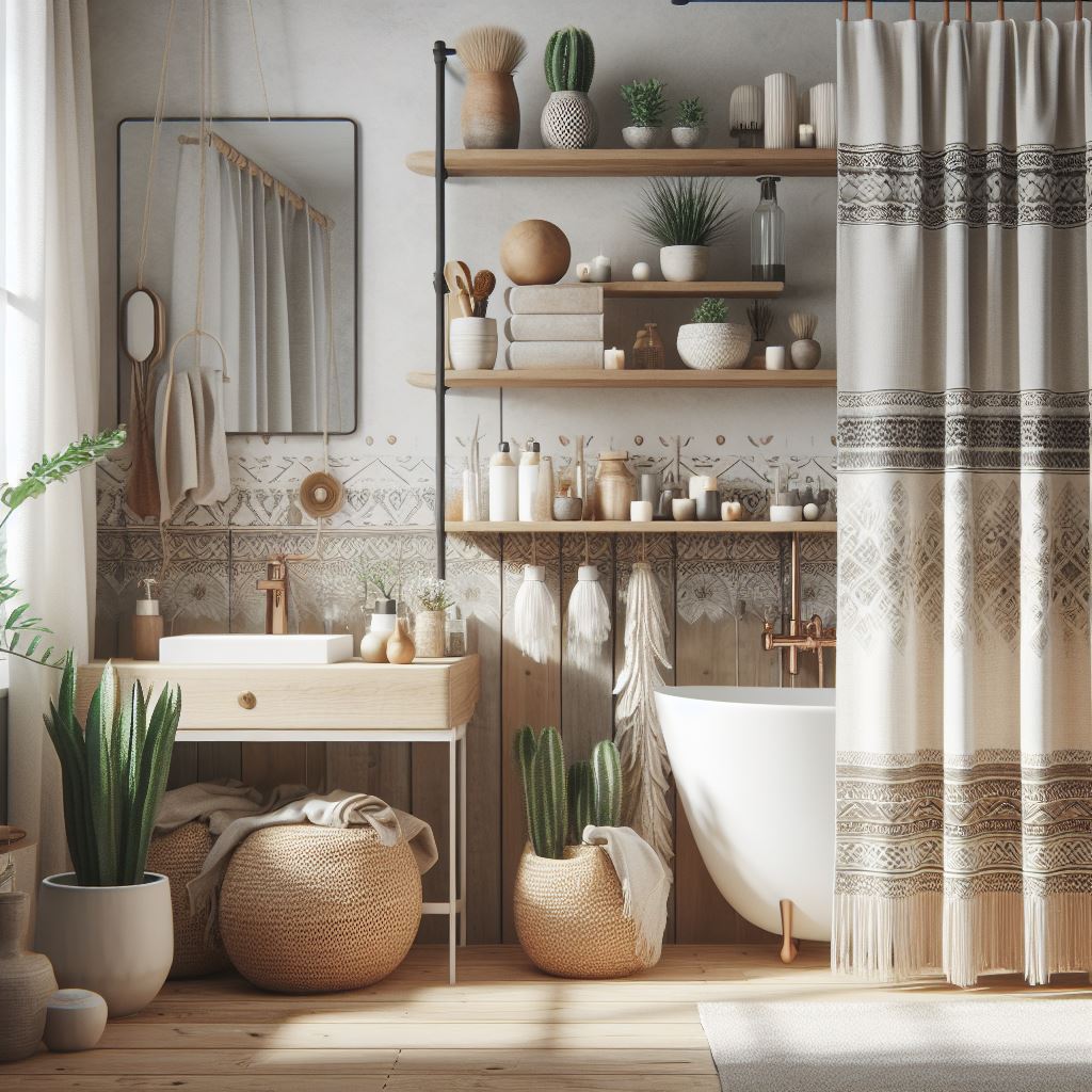 Bohemian shower curtain for the bathroom