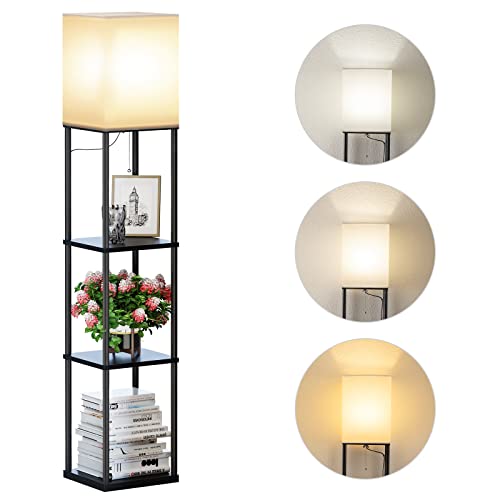 Boho Modern Floor Lamp with Shelves