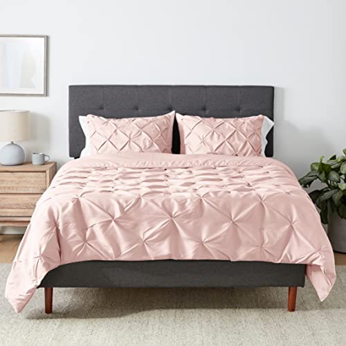 Blush Pinched Pleat Down-Alternative Comforter Set, Full/Queen, All-Season Bedding
