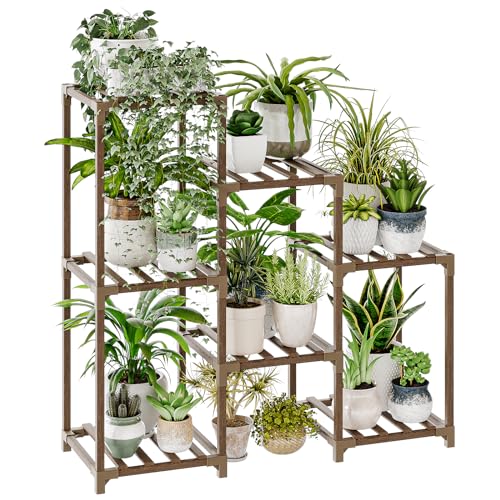 Boho Plant Rack: 3-Tier Wood Plant Stand - Indoor/Outdoor Plant Shelf for Multiple Plants - Perfect Boho Home Decor and Gardening Mom Gift!