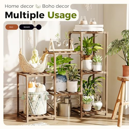 Boho Plant Stand: 3-Tier Wood Plant Rack
