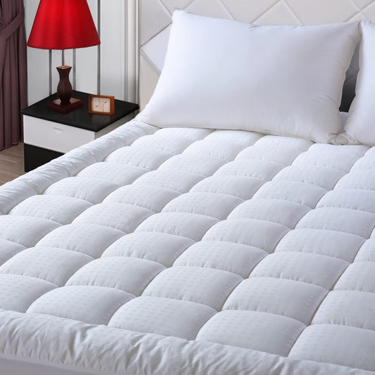 Quilted Cotton Soft Mattress Pad - Vibrant Shades & Sizes