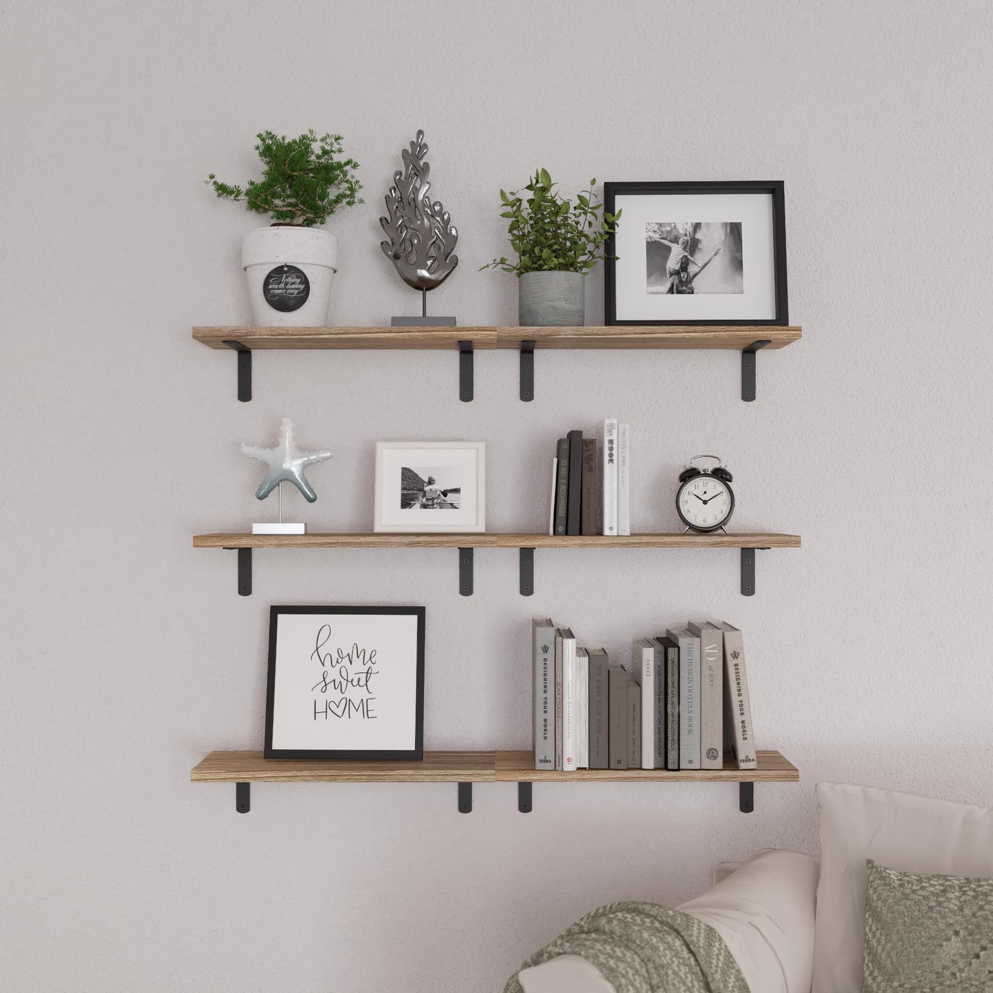 Rustic Wood Floating Shelves Set