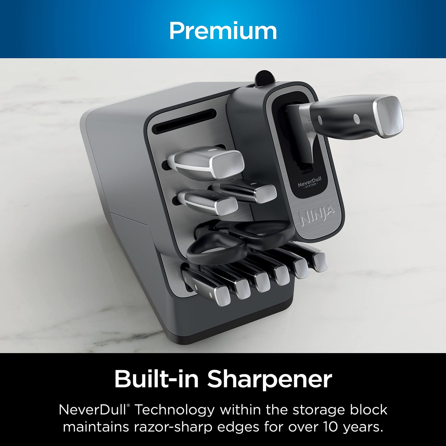 Ninja NeverDull Premium Knife Set - 14 Piece Block Set with Built-in Sharpener