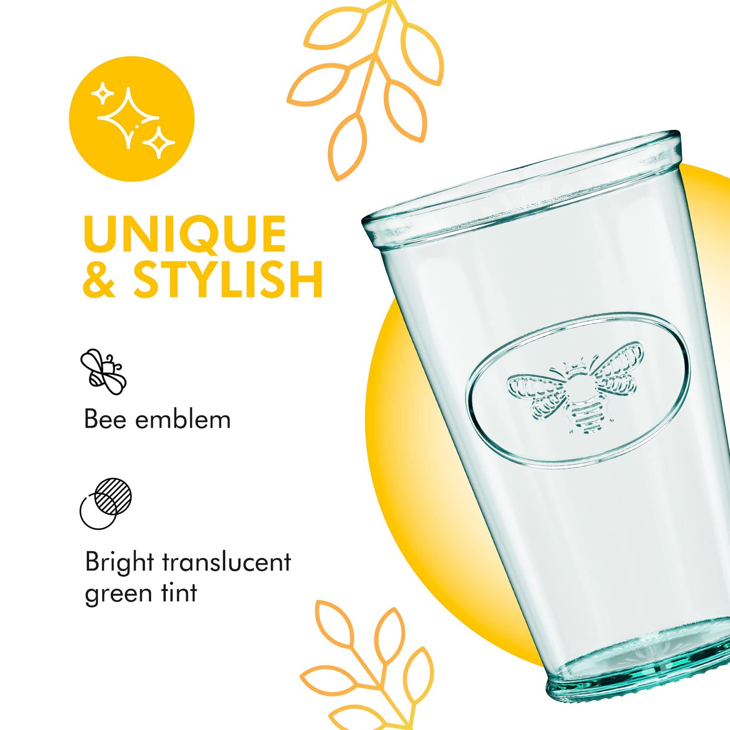 Eco-Friendly Bee Embossed Hi Ball Glass Set of 6