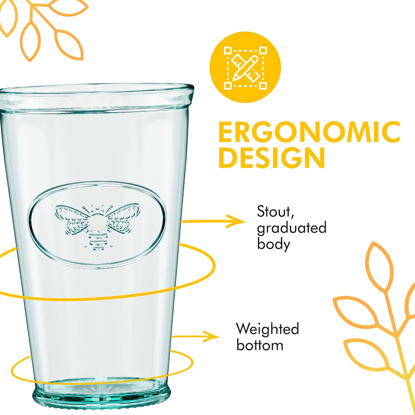 Eco-Friendly Bee Embossed Hi Ball Glass Set of 6