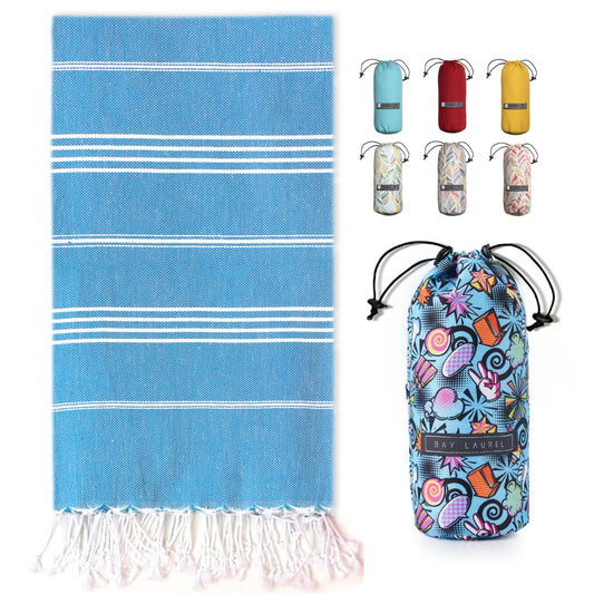 Boho Beach Turkish Towel Set with Travel Bag - Quick Dry, Lightweight, Oversized