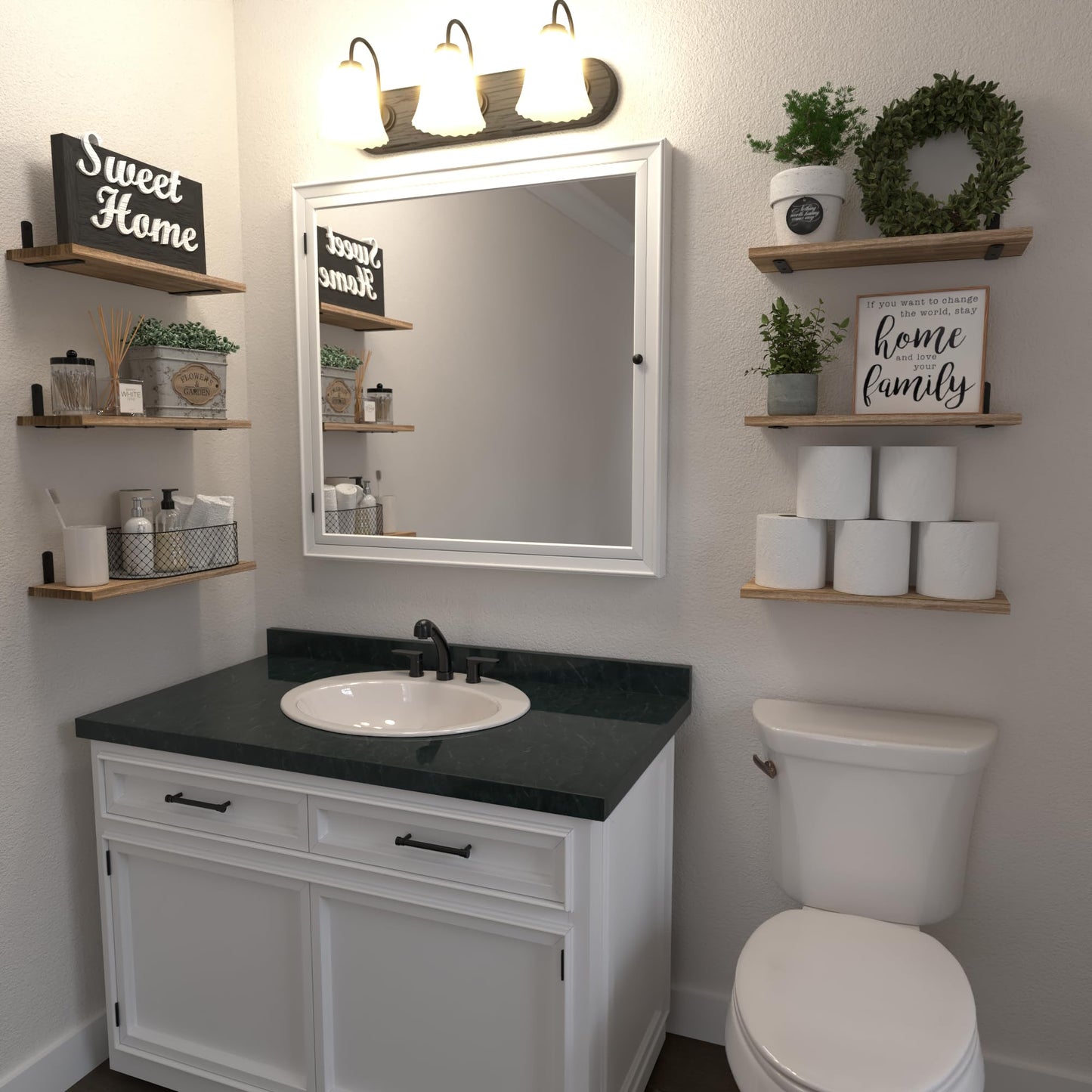 Rustic Wood Floating Shelves Set