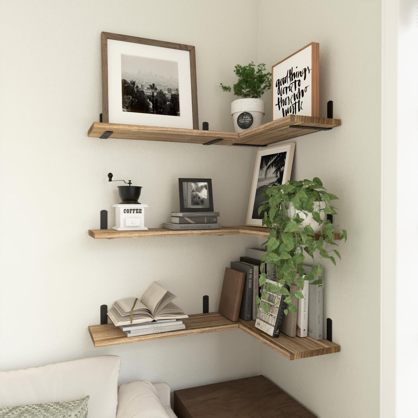 Rustic Wood Floating Shelves Set