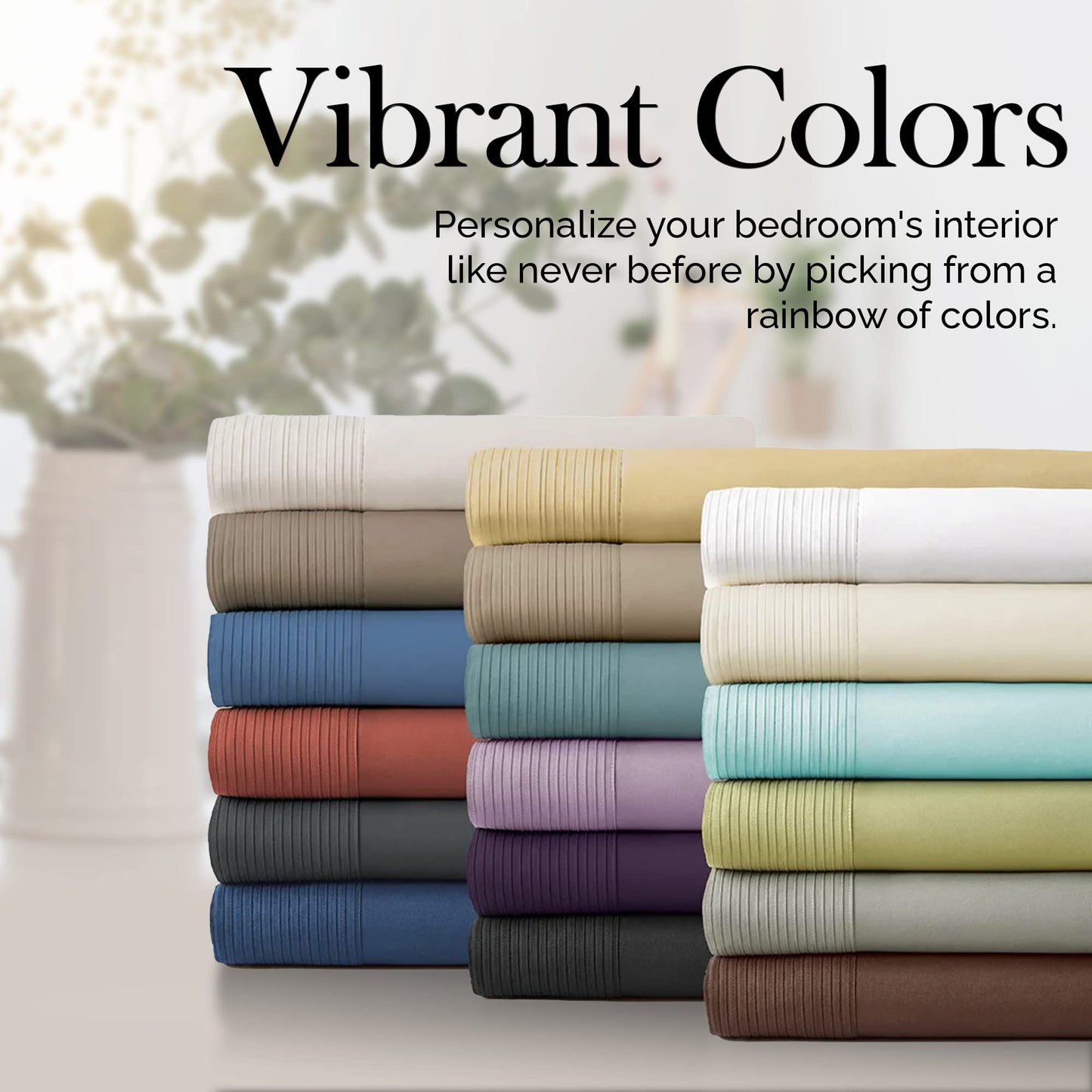 Vilano Pleats Queen 4-Piece Extra Deep Pocket Sheet Set, 21-Inch, Easy Care