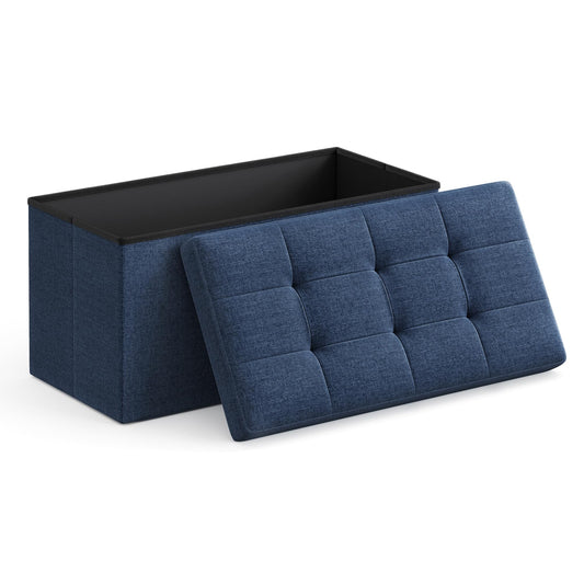 Boho Folding Storage Ottoman Bench - Stylish and Sturdy Home Organization Foot Rest Stool