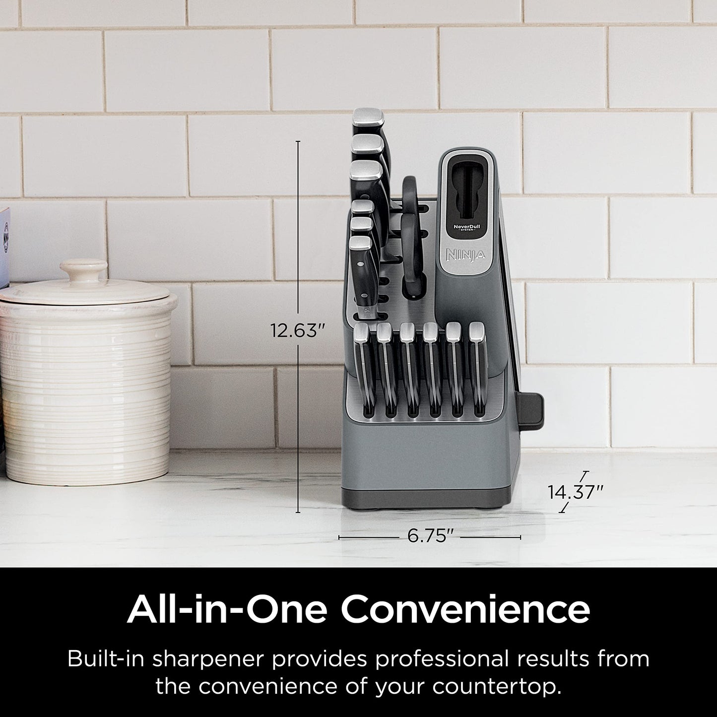 Ninja NeverDull Premium Knife Set - 14 Piece Block Set with Built-in Sharpener