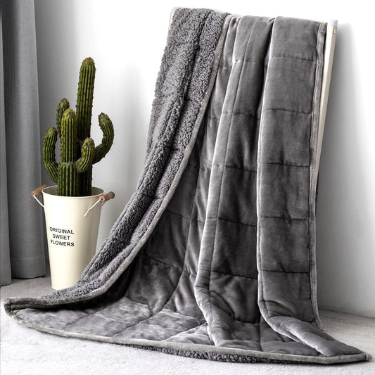 Sherpa Fleece Weighted Blanket, 15lbs