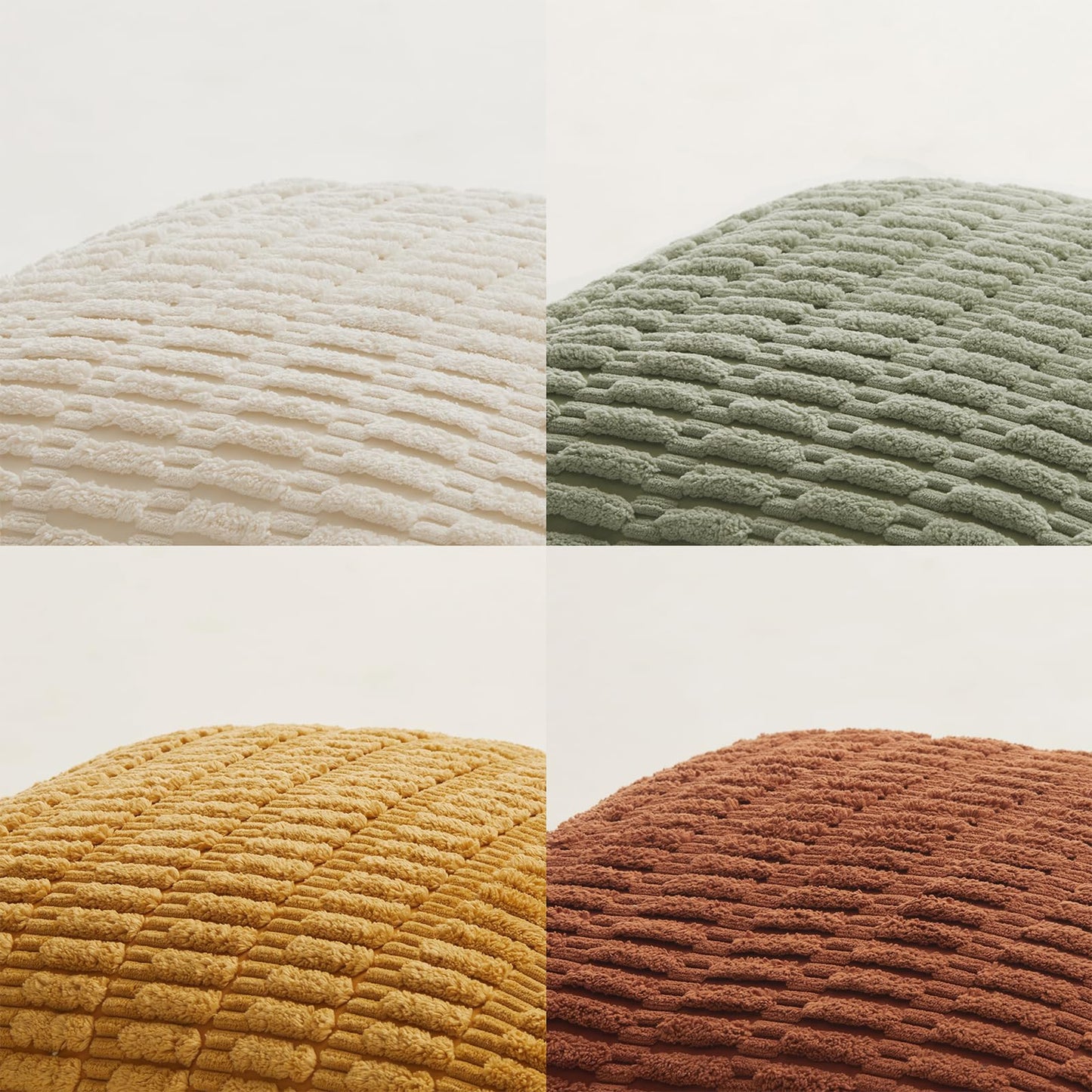 Boho Decorative Throw Pillow Covers - 4 Pack, 18x18 Inch, Striped Corduroy, Rustic Farmhouse Cushion Cases for Living Room