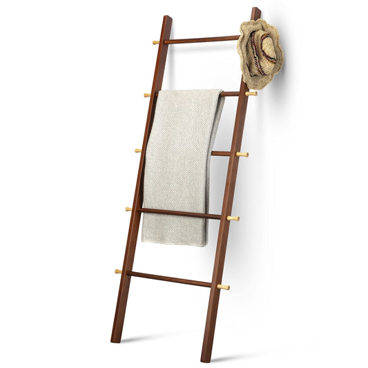 Elegant 5 Ft Wooden Blanket Ladder – Farmhouse-Style Quilt Rack for Bedroom Decor – Durable Wood Ladder for Throws – Easy Assembly – Versatile Blanket Holder – Premium Maple & Pine Finish