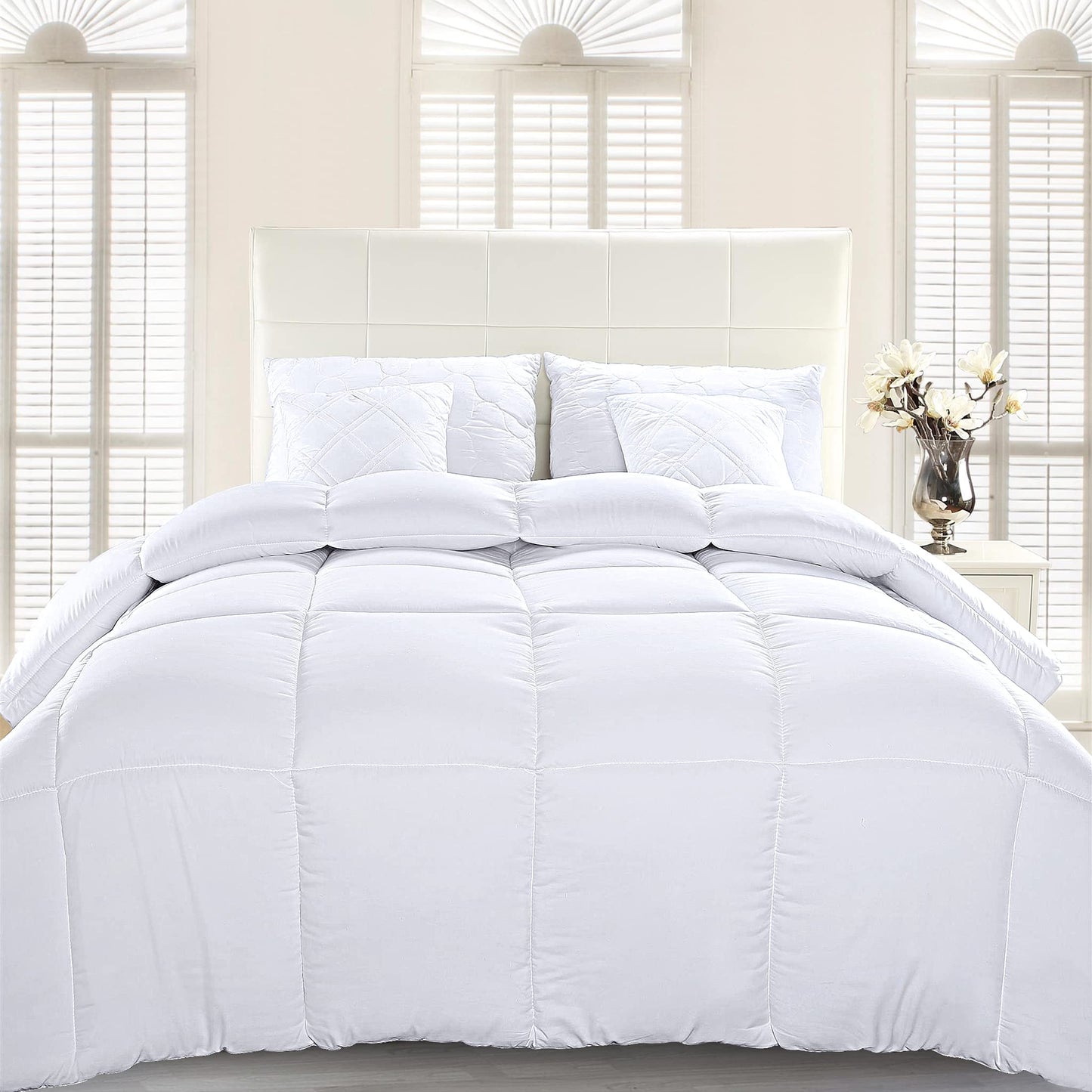 Quilted Comforter Duvet Insert - Box Stitched Down Alternative with Corner Tabs - Available in Various Colors