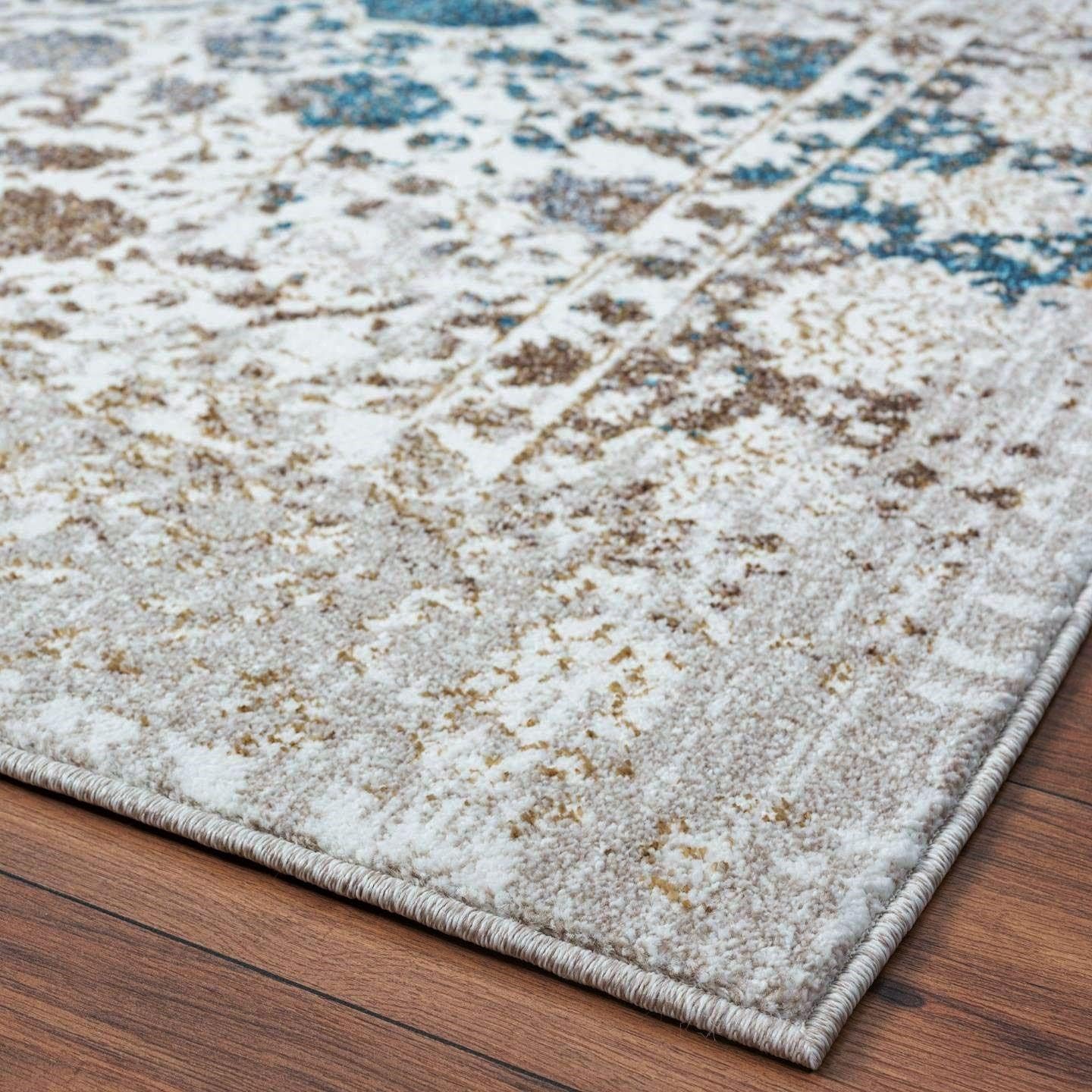 Luxe Weavers Distressed Floral Oriental Area Rug, Stain Resistant Cream 4x5