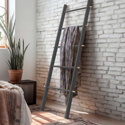 Boho Home Accents: 5 Ft Wooden Blanket Ladder - Bohemian Quilt Display for Bedroom - Rustic Wood Decor - Decorative Blanket Storage - Easy Assembly - Farmhouse-Inspired Blanket Holder. Explore Various Color Combinations