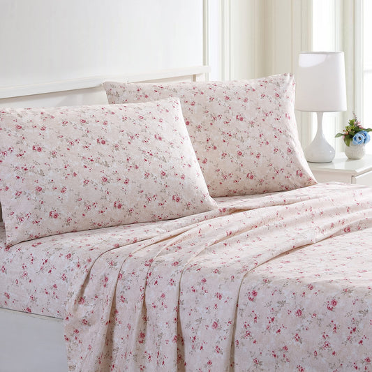 Boho Rose Luxurious Microfiber Bed Sheets, Wrinkle-Free, Deep Pockets, Queen
