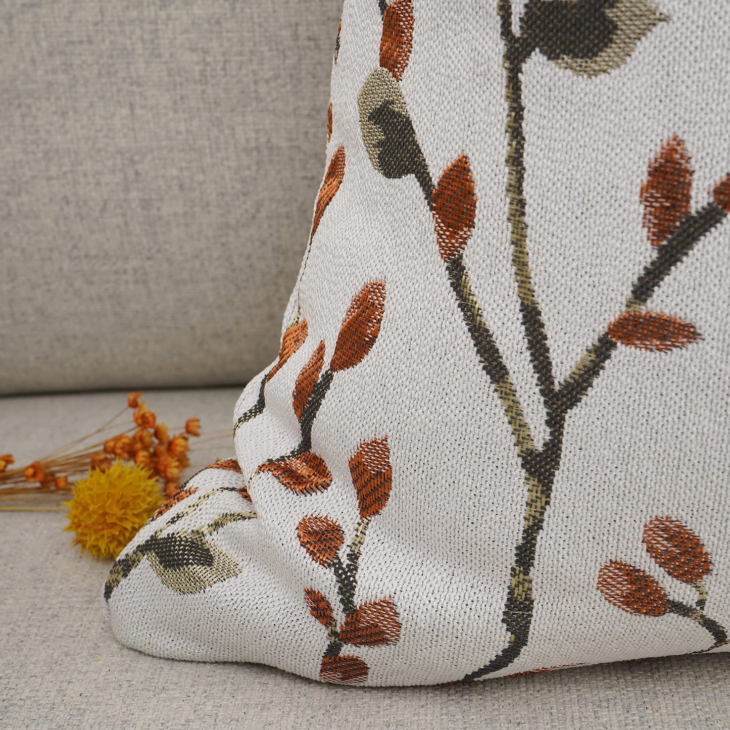 Embroidered Throw Pillow Cover 18x18 - Boho Chic Decorative Cushion Case