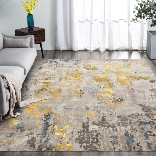 Boho Washable Rug 5x7, Soft Velvet Area Rug for Living Room & Bedroom