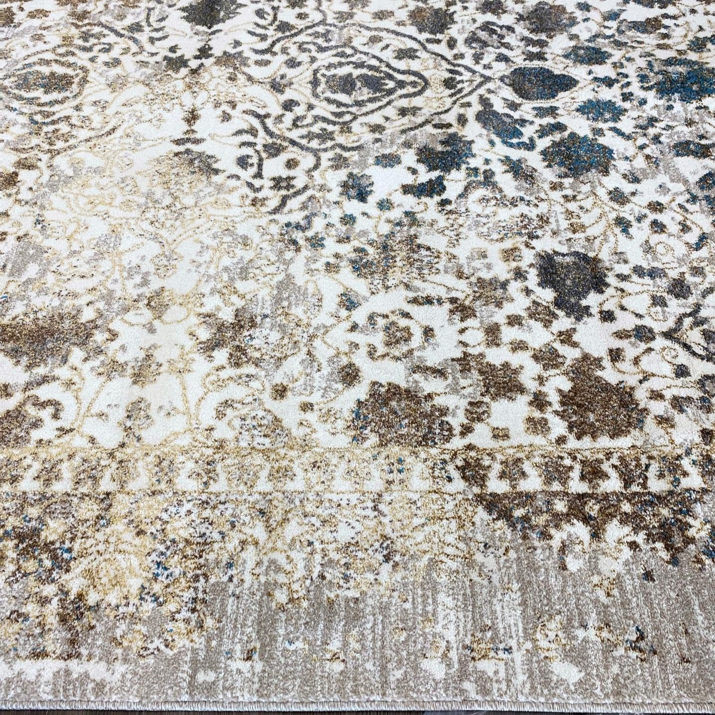 Luxe Weavers Distressed Floral Oriental Area Rug, Stain Resistant Cream 4x5