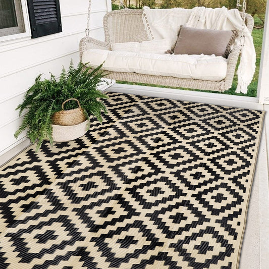 Boho Reversible Mats: Modern Plastic Straw Rug - Large Outdoor Area Rug for RV, Patio, and Camping - Available in Various Sizes and Colors!