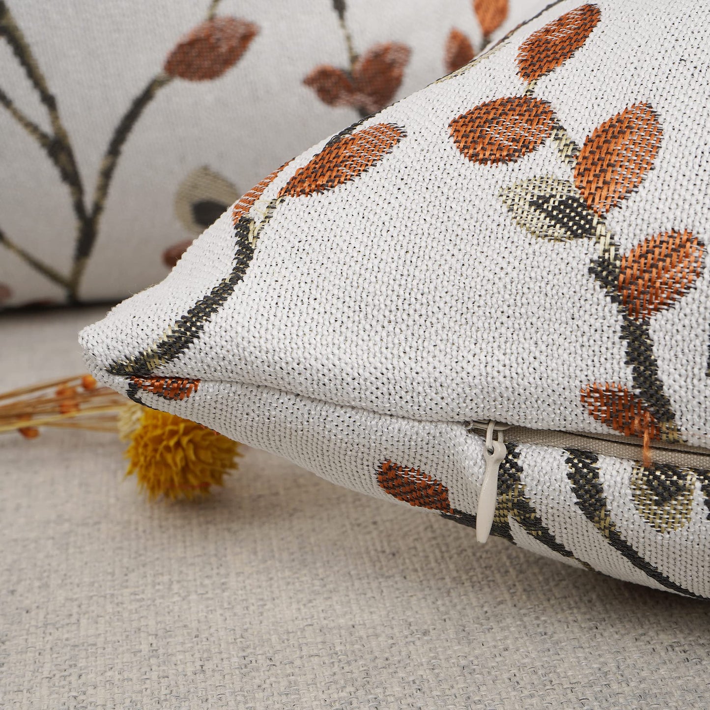 Embroidered Throw Pillow Cover 18x18 - Boho Chic Decorative Cushion Case