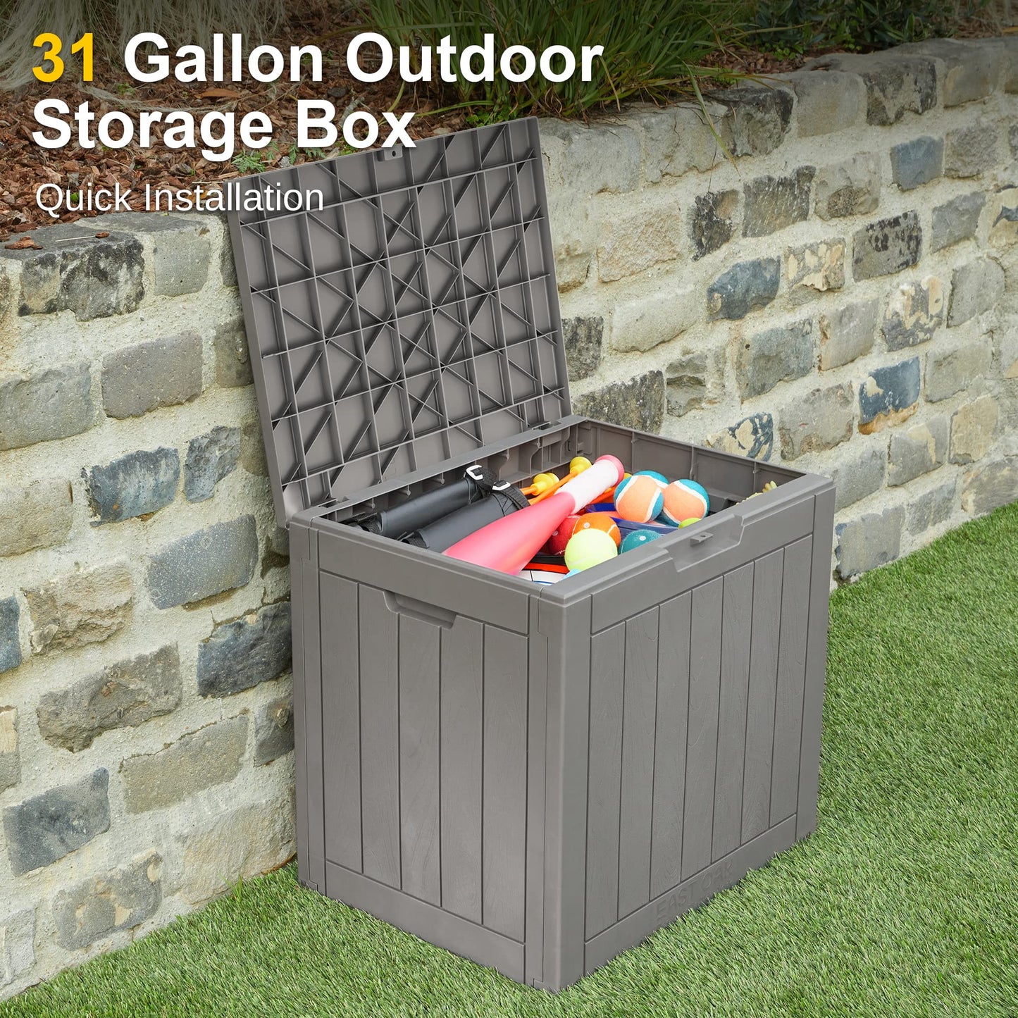 Boho Storage Box: 31 Gallon Waterproof Deck Box - Ideal for Patio Cushions, Gardening Tools, and Outdoor Toys - Lockable, UV Resistant - Stylish Storage Solution!