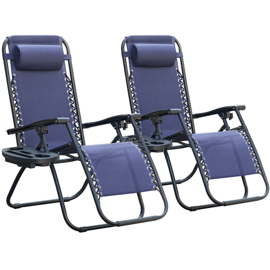 Boho Outdoor Lounge Set: Folding Recliners with Cup Holder and Pillows