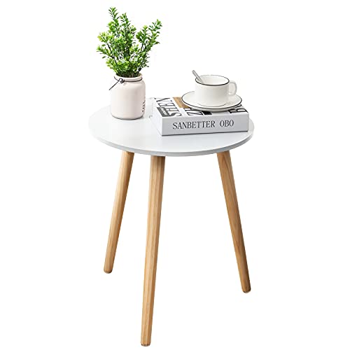 Boho Round Side Table - 16.5 x 20.5 Inches Modern Nightstand for Living Room, Bedroom, Small Spaces