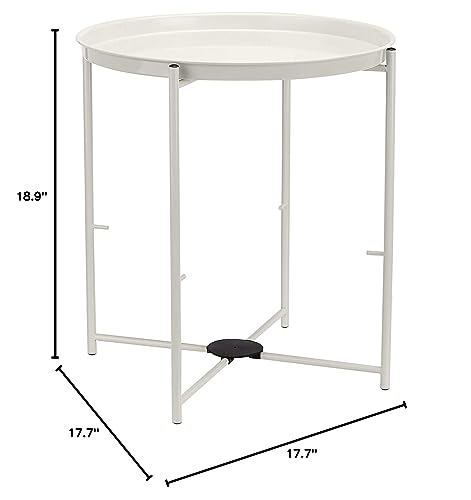 Boho Round Storage Side Table with Cloth Basket
