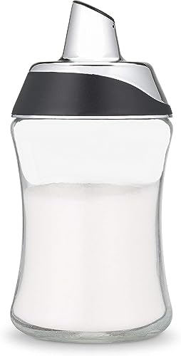 Sugar Dispenser Shaker for Coffee Tea Bar Essentials, 7.5oz Glass Jar with Pour Spout Lid
