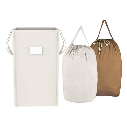Laundry Hamper Collapsible with 2 Washable Laundry Bags, Dirty Clothes Hamper for College Dorm