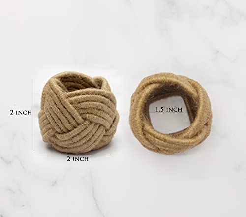 COTTON CRAFT Jute Napkin Rings - Set of 12 - Handmade Burlap Rope Dining Table Napkin Holders - Everyday Rustic Harvest Autumn Fall Thanksgiving Holiday Christmas Festive Party Gift Décor - Natural