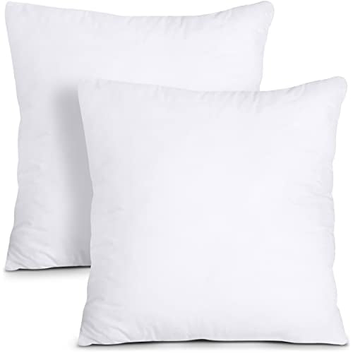 Throw Pillow Inserts (Pack of 2, White) - 18 x 18 Inches for Bed and Couch - Indoor Decorative Pillows