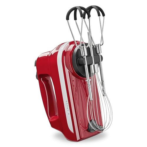 KitchenAid 6 Speed Hand Mixer with Flex Edge Beaters - KHM6118, Empire Red