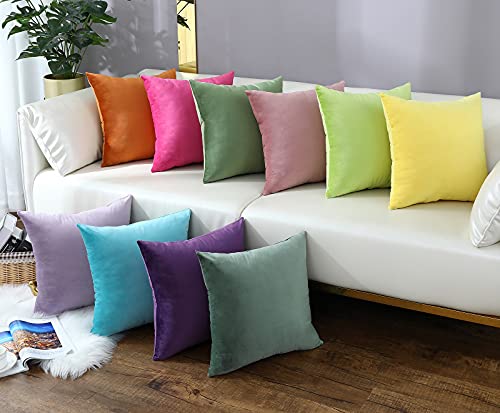Boho Velvet Throw Pillow Covers - Set of 2, 18x18 Inch